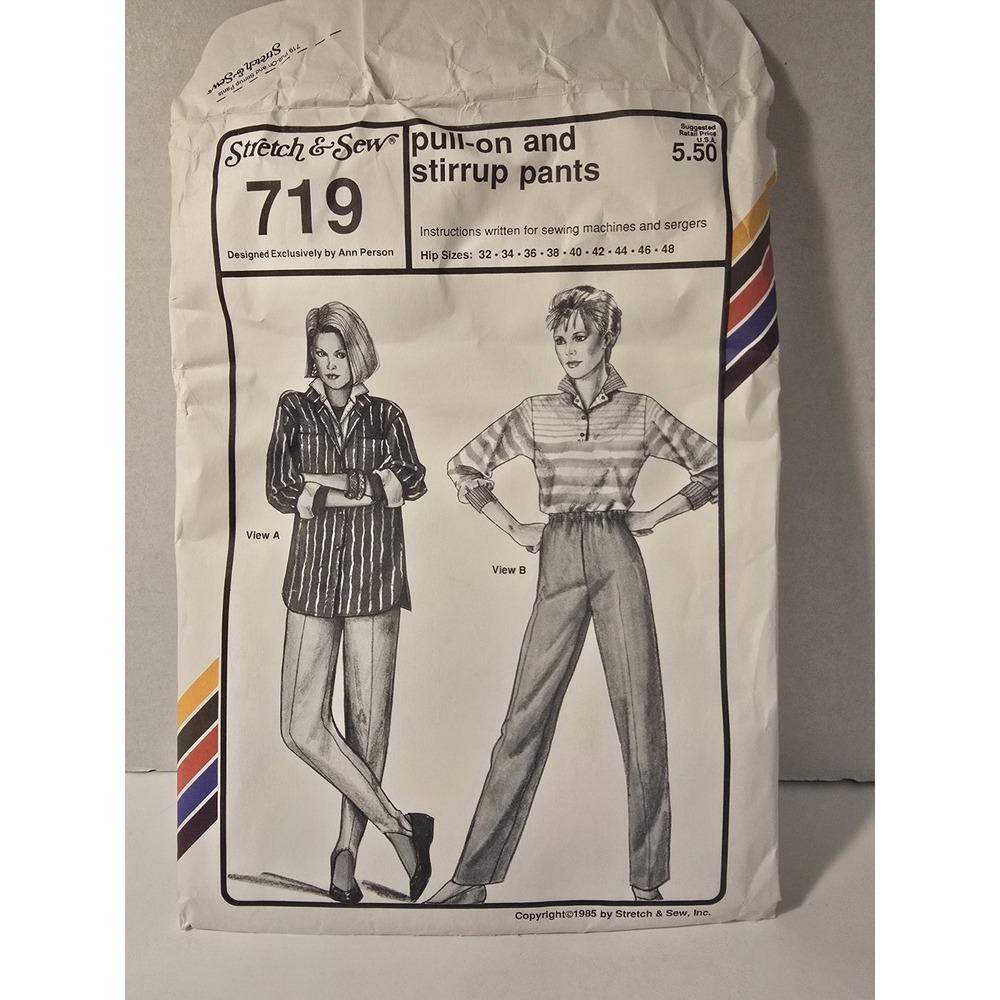 Stretch‎ & Sew 719 Pull-on And Stirrup Pants Hip Size 32 34 36 38 40 42 44 46 48
